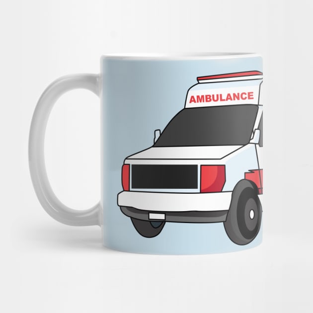 Cute red ambulance van cartoon by Cartoons of fun